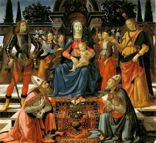 GHIRLANDAIO, Domenico Madonna and Child Enthroned with Saints oil painting picture